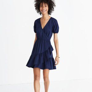 Madewell Ruffle Wrap-Dress in Navy